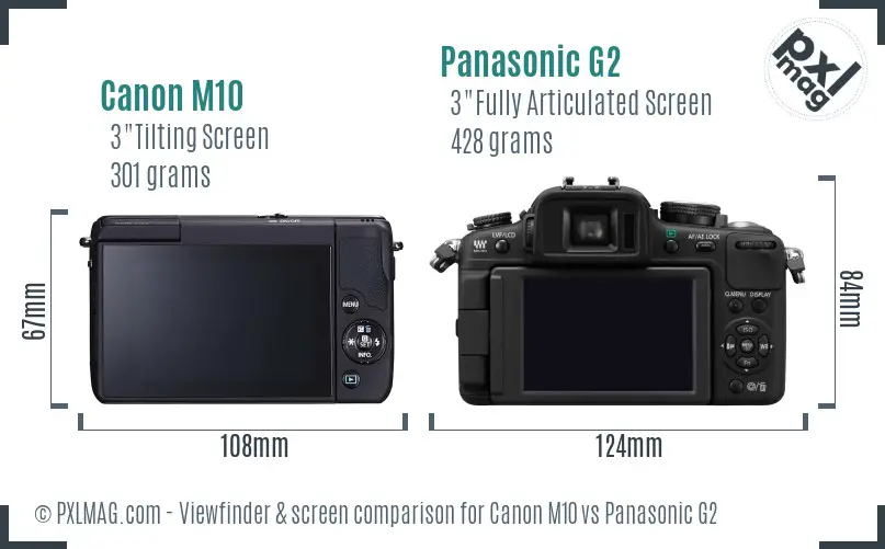 Canon M10 vs Panasonic G2 Screen and Viewfinder comparison Canon M10 vs Panasonic G2 Screen and Viewfinder comparison