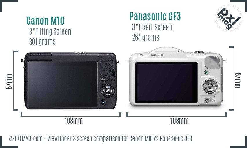 Canon M10 vs Panasonic GF3 Screen and Viewfinder comparison