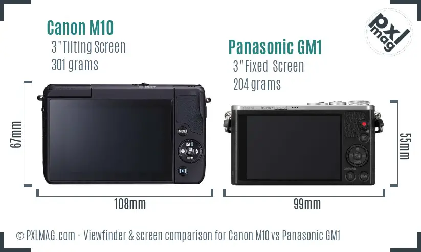 Canon M10 vs Panasonic GM1 Screen and Viewfinder comparison