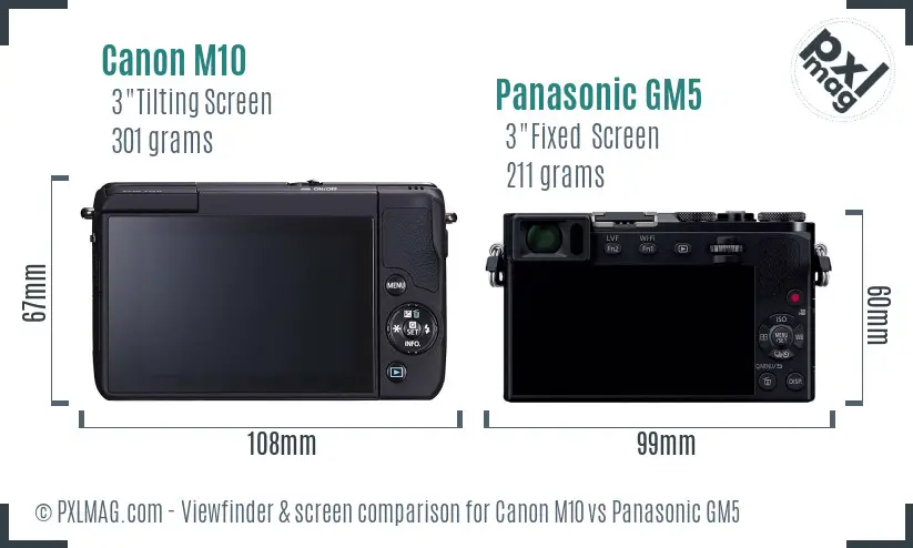Canon M10 vs Panasonic GM5 Screen and Viewfinder comparison Canon M10 vs Panasonic GM5 Screen and Viewfinder comparison