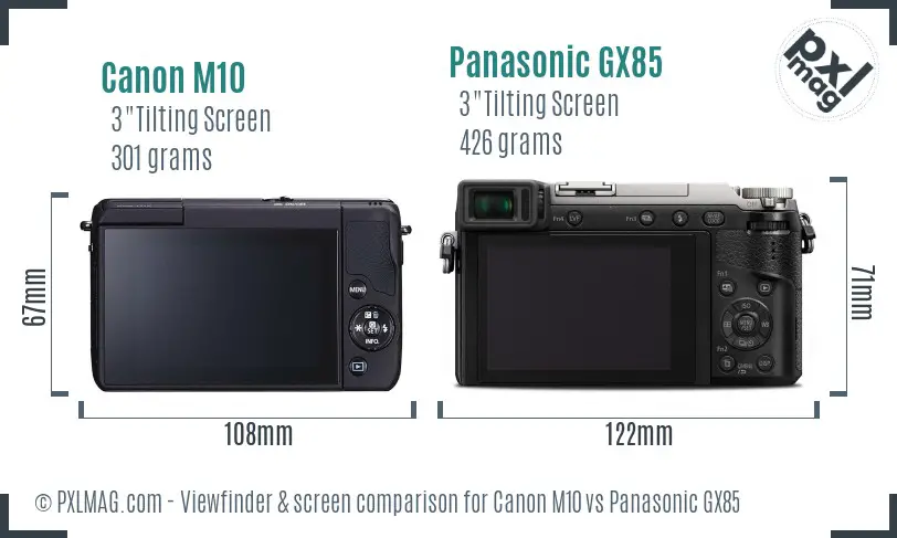 Canon M10 vs Panasonic GX85 Screen and Viewfinder comparison Canon M10 vs Panasonic GX85 Screen and Viewfinder comparison