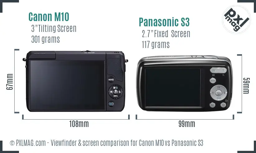 Canon M10 vs Panasonic S3 Screen and Viewfinder comparison