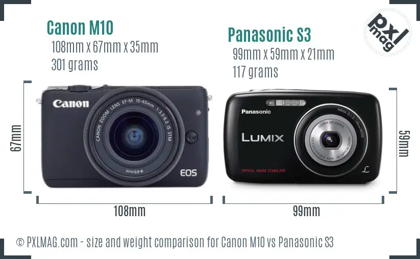Canon M10 vs Panasonic S3 size comparison
