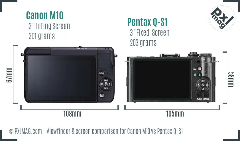 Canon M10 vs Pentax Q-S1 Screen and Viewfinder comparison