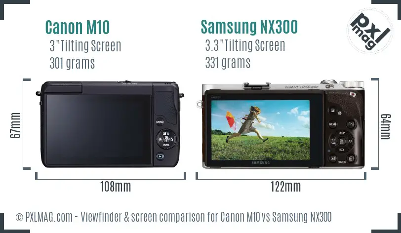 Canon M10 vs Samsung NX300 Screen and Viewfinder comparison