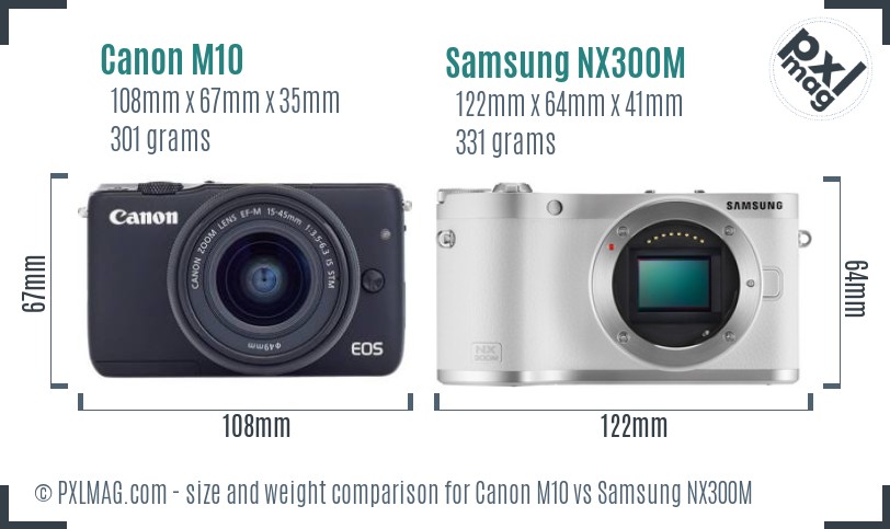 Canon M10 vs Samsung NX300M size comparison
