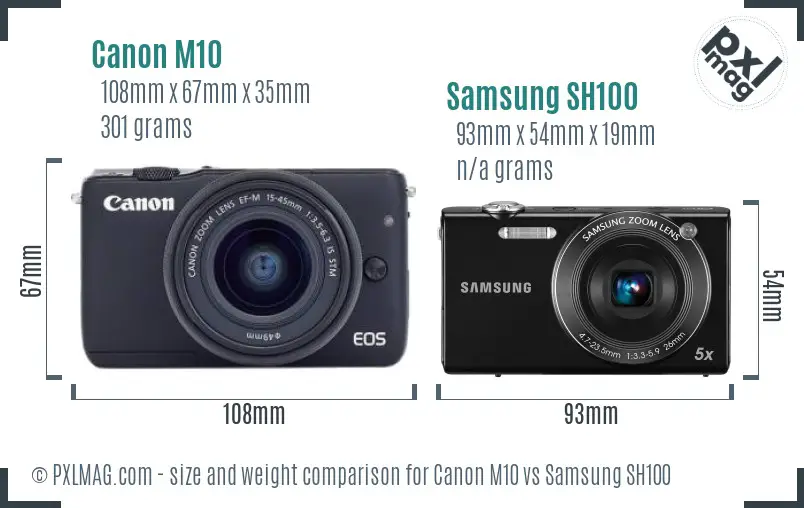 Canon M10 vs Samsung SH100 size comparison Canon M10 vs Samsung SH100 size comparison