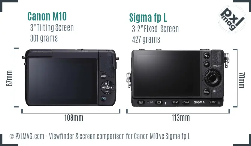 Canon M10 vs Sigma fp L Screen and Viewfinder comparison