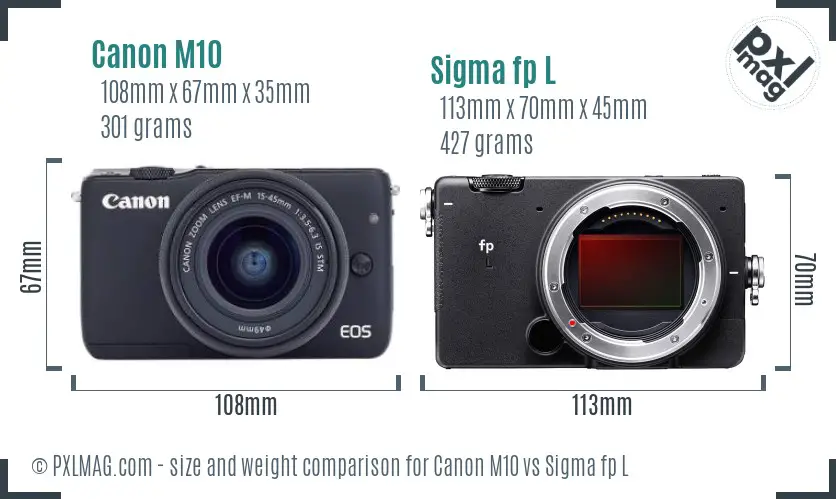Canon M10 vs Sigma fp L size comparison