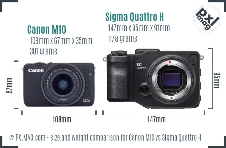 Canon M10 vs Sigma Quattro H size comparison