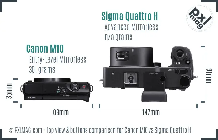 Canon M10 vs Sigma Quattro H top view buttons comparison