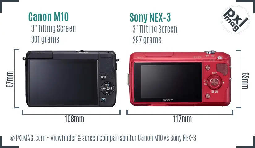 Canon M10 vs Sony NEX-3 Screen and Viewfinder comparison