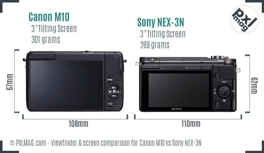 Canon M10 vs Sony NEX-3N Screen and Viewfinder comparison