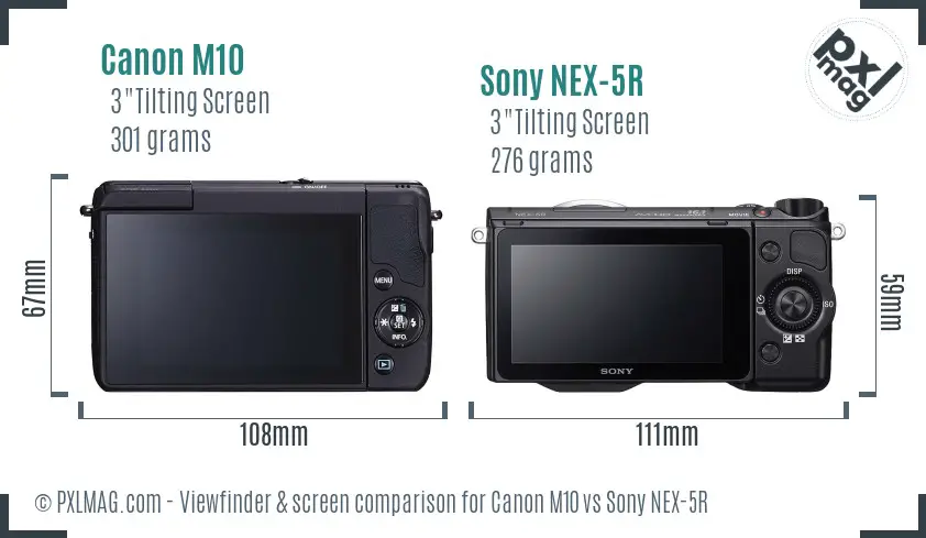 Canon M10 vs Sony NEX-5R Screen and Viewfinder comparison