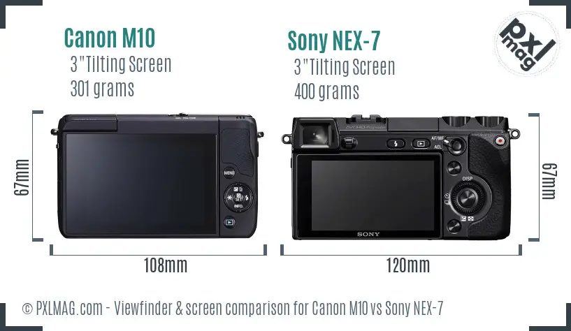 Canon M10 vs Sony NEX-7 Screen and Viewfinder comparison