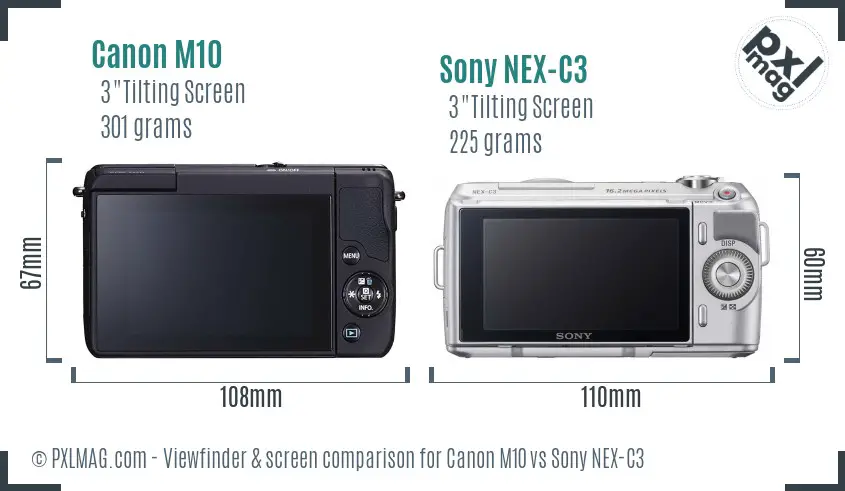 Canon M10 vs Sony NEX-C3 Screen and Viewfinder comparison