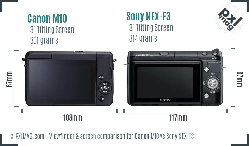 Canon M10 vs Sony NEX-F3 Screen and Viewfinder comparison