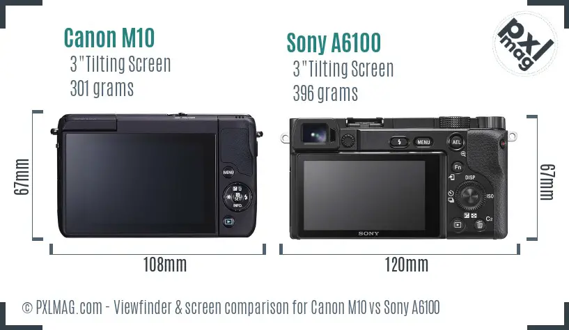 Canon M10 vs Sony A6100 Screen and Viewfinder comparison