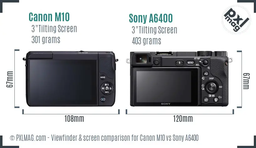 Canon M10 vs Sony A6400 Screen and Viewfinder comparison