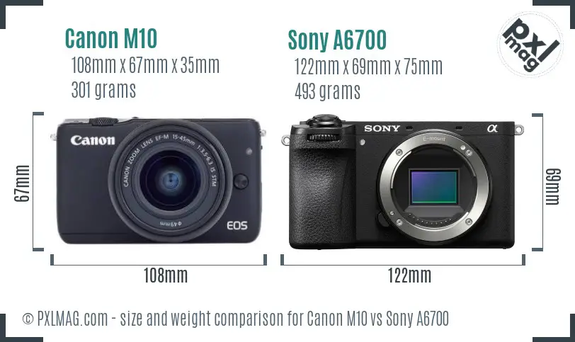 Canon M10 vs Sony A6700 size comparison