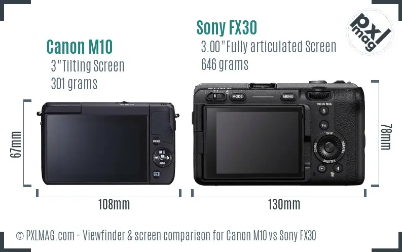 Canon M10 vs Sony FX30 Screen and Viewfinder comparison