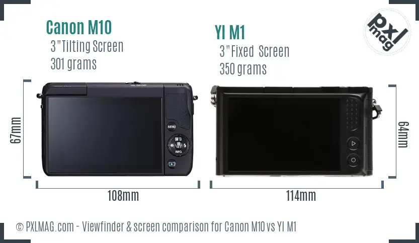 Canon M10 vs YI M1 Screen and Viewfinder comparison