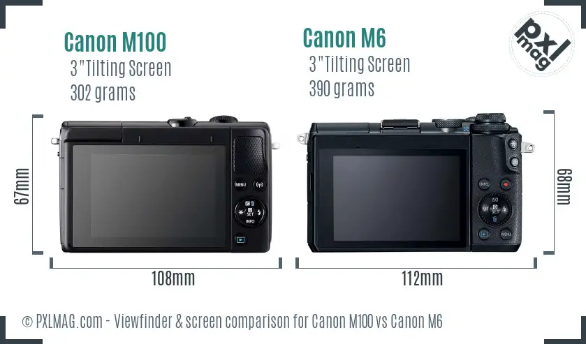 Canon M100 vs Canon M6 Screen and Viewfinder comparison