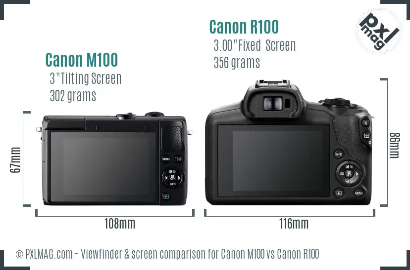 Canon M100 vs Canon R100 Screen and Viewfinder comparison Canon M100 vs Canon R100 Screen and Viewfinder comparison