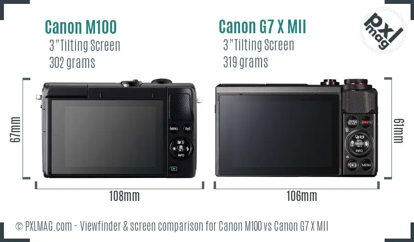 Canon M100 vs Canon G7 X MII Screen and Viewfinder comparison Canon M100 vs Canon G7 X MII Screen and Viewfinder comparison