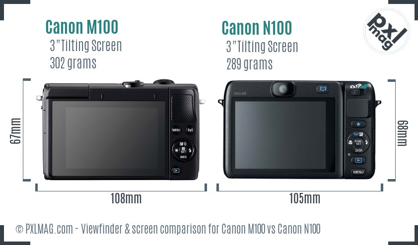 Canon M100 vs Canon N100 Screen and Viewfinder comparison