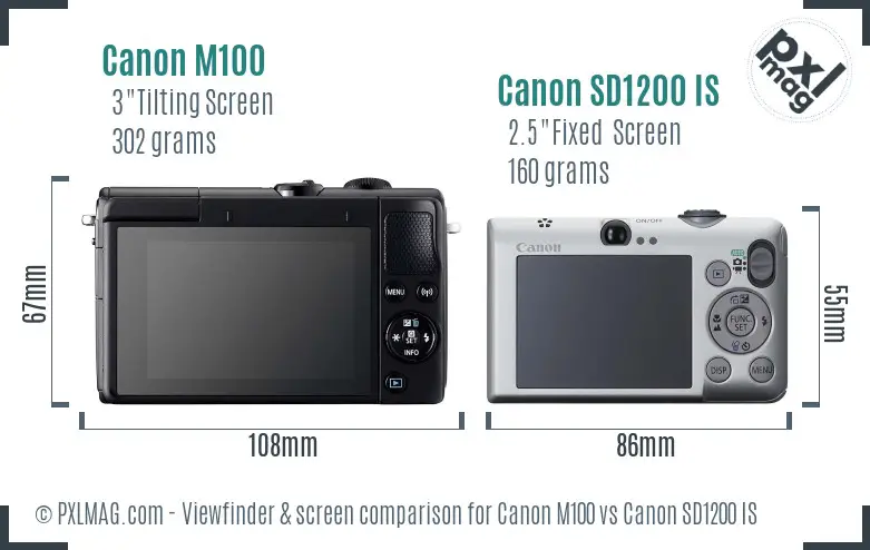 Canon M100 vs Canon SD1200 IS Screen and Viewfinder comparison