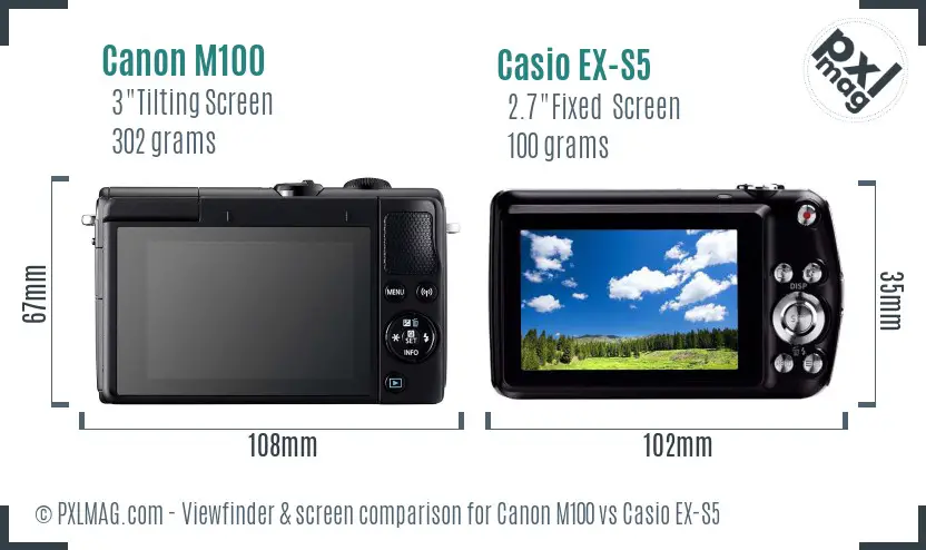 Canon M100 vs Casio EX-S5 Screen and Viewfinder comparison Canon M100 vs Casio EX-S5 Screen and Viewfinder comparison