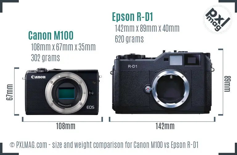 Canon M100 vs Epson R-D1 size comparison
