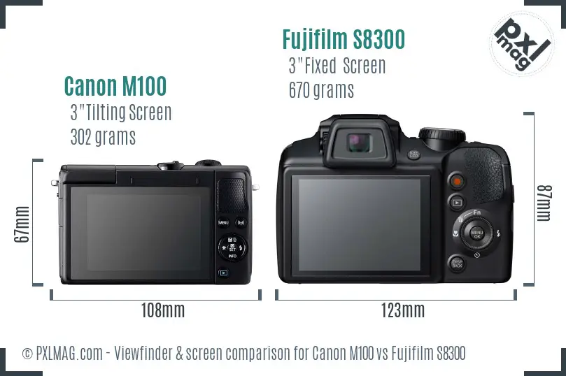 Canon M100 vs Fujifilm S8300 Screen and Viewfinder comparison Canon M100 vs Fujifilm S8300 Screen and Viewfinder comparison