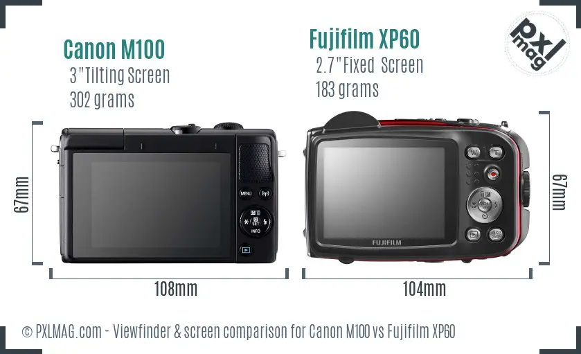 Canon M100 vs Fujifilm XP60 Screen and Viewfinder comparison