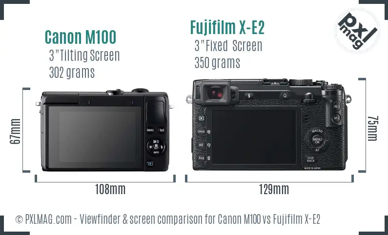 Canon M100 vs Fujifilm X-E2 Screen and Viewfinder comparison