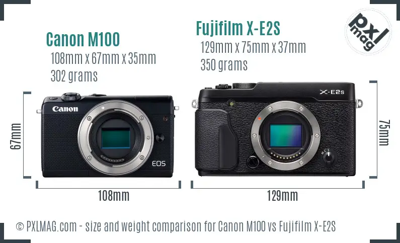 Canon M100 vs Fujifilm X-E2S size comparison