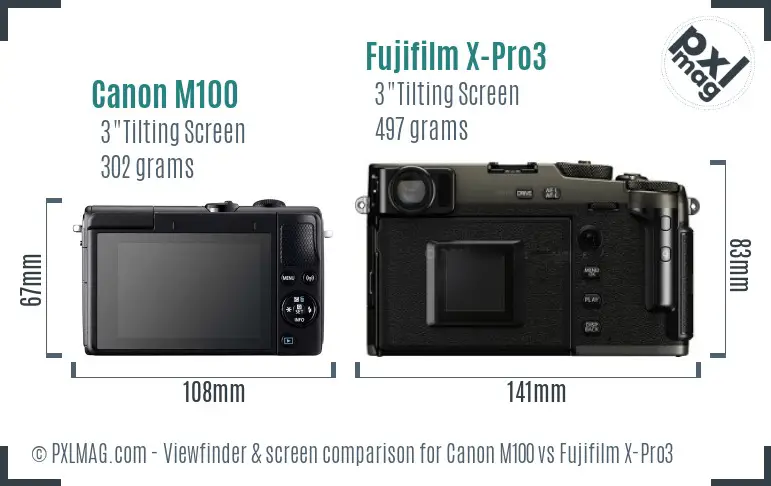 Canon M100 vs Fujifilm X-Pro3 Screen and Viewfinder comparison