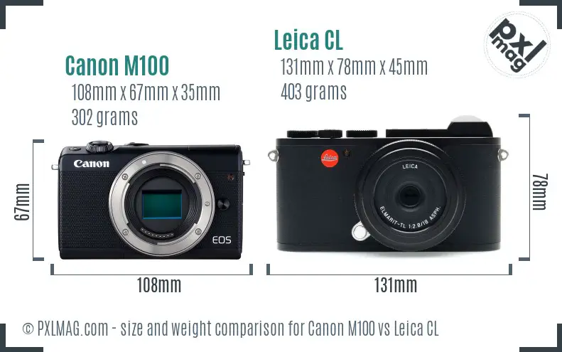 Canon M100 vs Leica CL size comparison