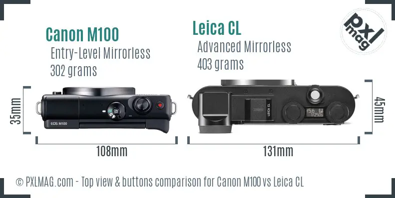 Canon M100 vs Leica CL top view buttons comparison