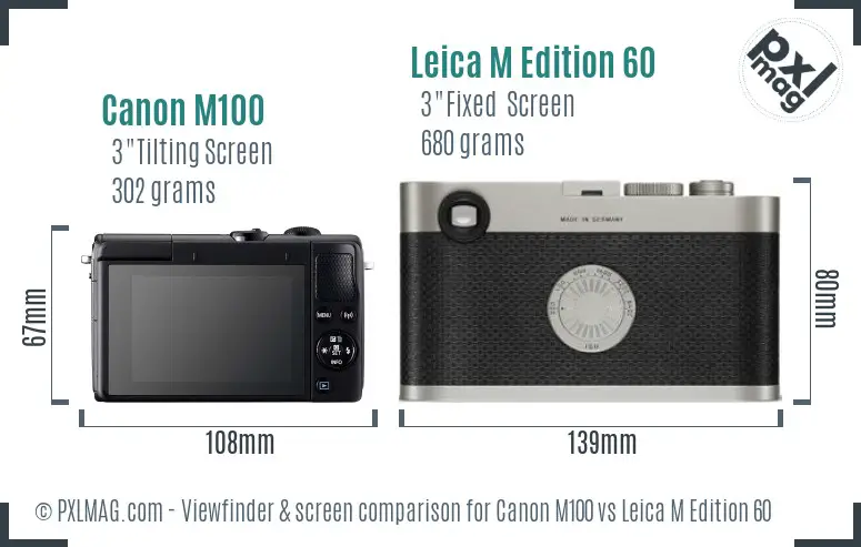 Canon M100 vs Leica M Edition 60 Screen and Viewfinder comparison Canon M100 vs Leica M Edition 60 Screen and Viewfinder comparison