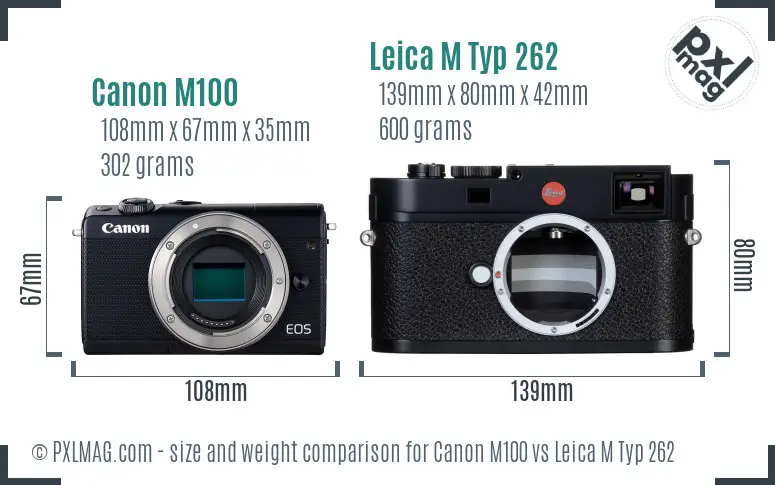 Canon M100 vs Leica M Typ 262 size comparison