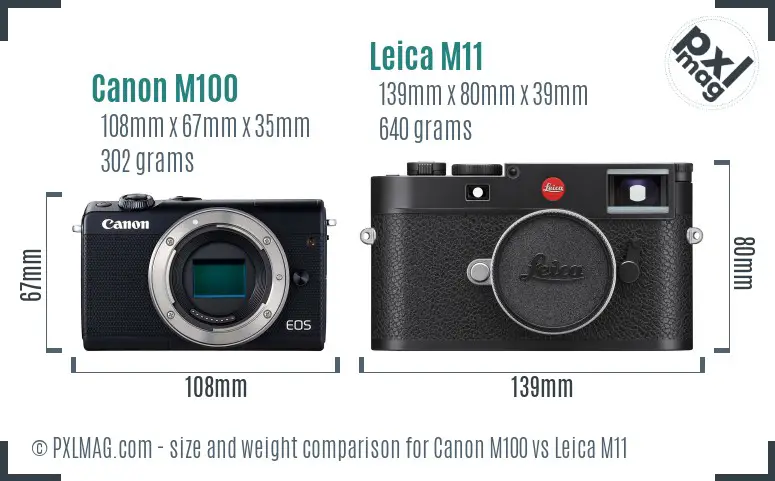 Canon M100 vs Leica M11 size comparison Canon M100 vs Leica M11 size comparison