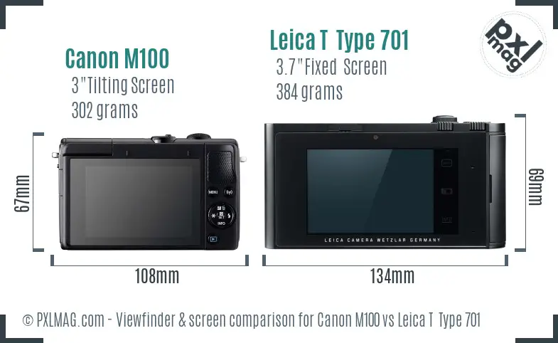 Canon M100 vs Leica T  Type 701 Screen and Viewfinder comparison