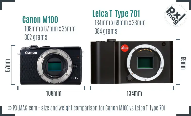 Canon M100 vs Leica T  Type 701 size comparison
