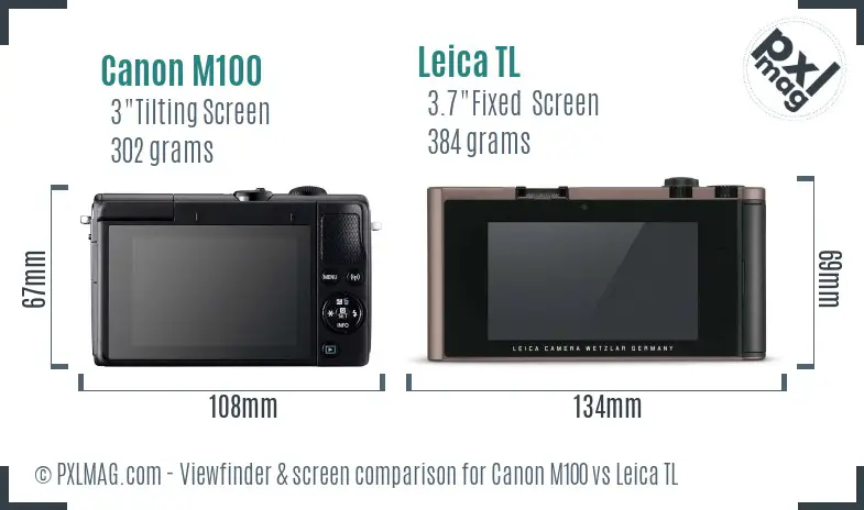 Canon M100 vs Leica TL Screen and Viewfinder comparison