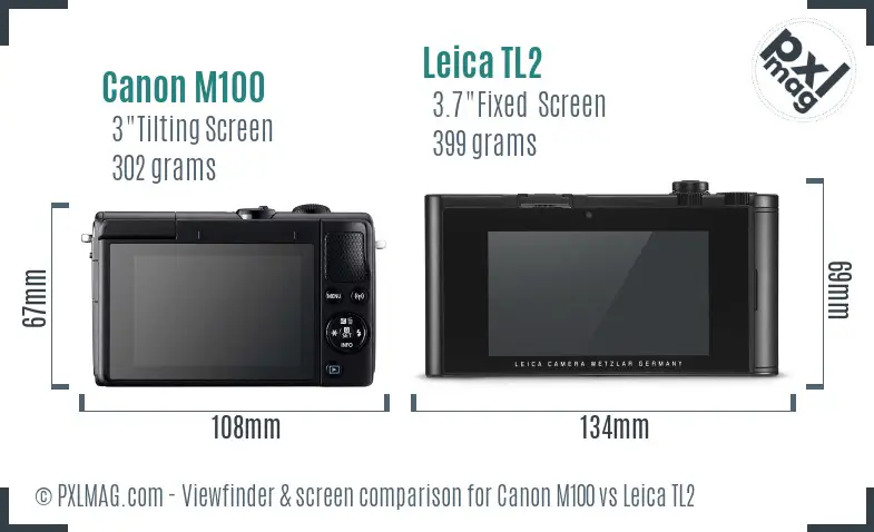 Canon M100 vs Leica TL2 Screen and Viewfinder comparison