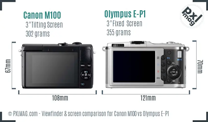 Canon M100 vs Olympus E-P1 Screen and Viewfinder comparison