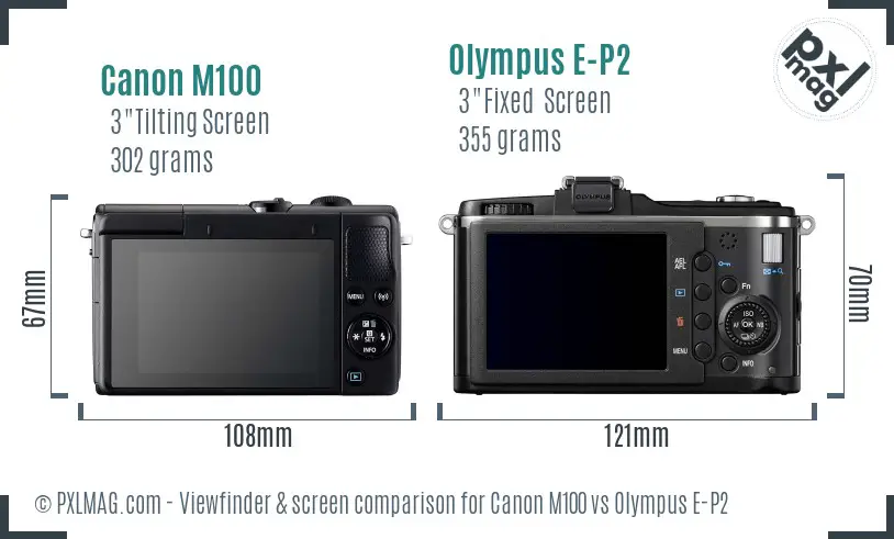 Canon M100 vs Olympus E-P2 Screen and Viewfinder comparison
