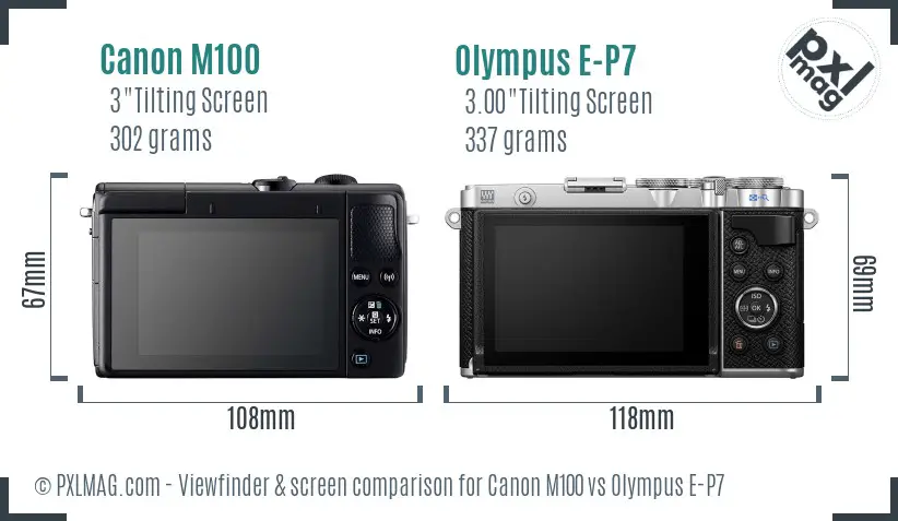 Canon M100 vs Olympus E-P7 Screen and Viewfinder comparison